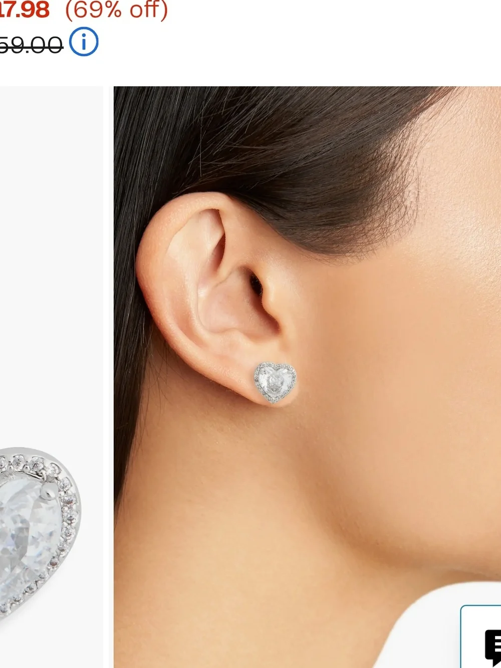 kate Spade Silver Heart Halo Stud Earrings with Clear Stones